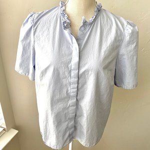Chambray Button Down with Ruffled Collar
